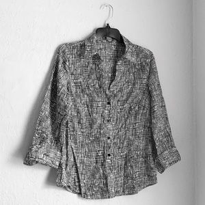 Ann Taylor Black & White Cotton Blouse